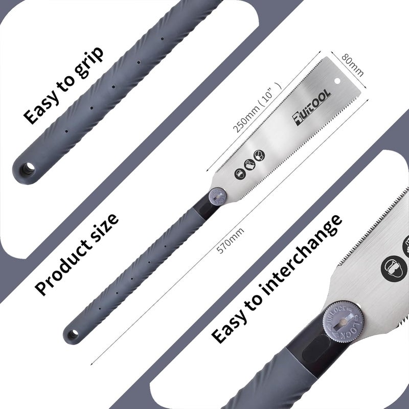 RUITOOL Japanese Pull Saw 10 Inch Double Edge Sided Hand Saw Ryoba SK5 Flexible Blade 10&18TPI Flush Cut Non-slip Plastic Handle Wood Saw for Woodworking Tools - Image 4